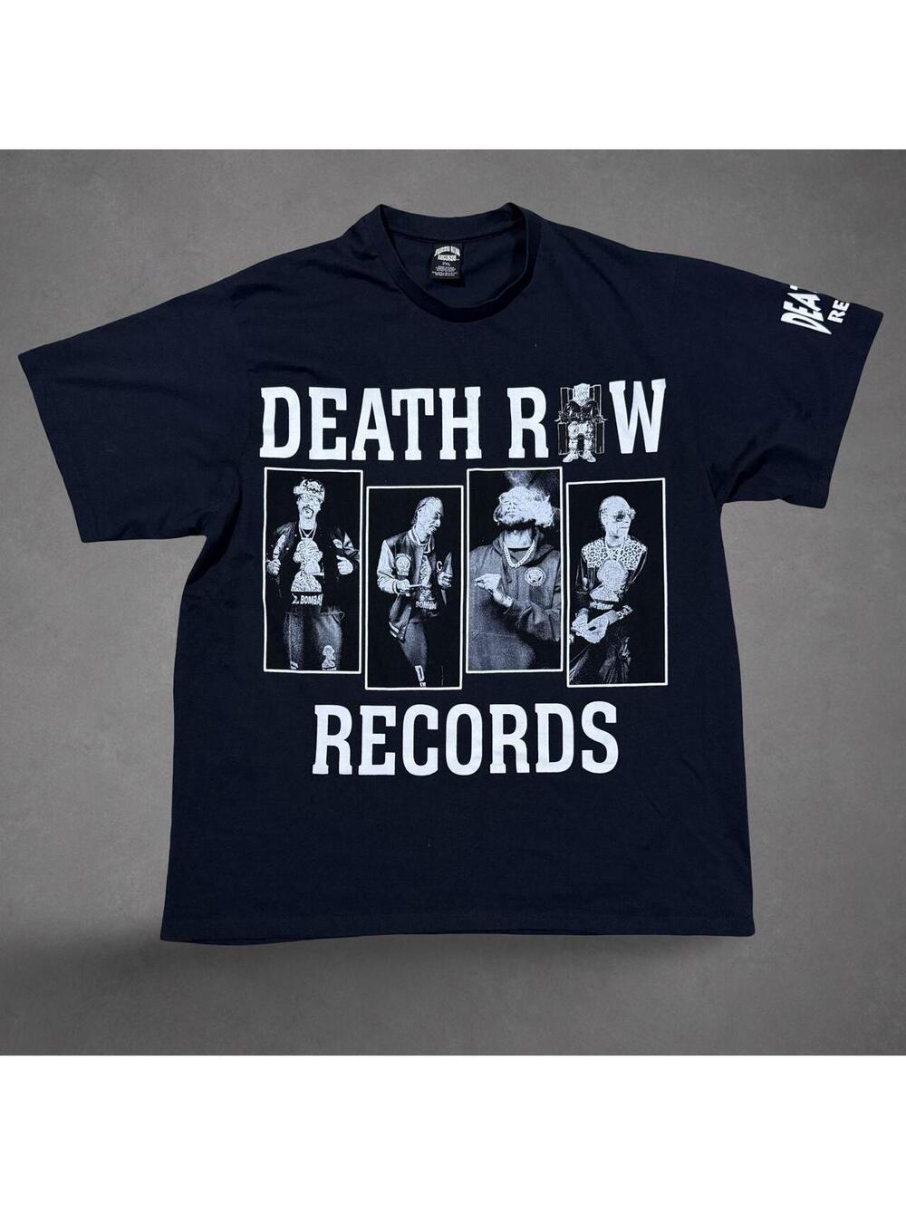 Death Row Records Graphic T-Shirt 2XL Navy Hip Hop Rap Tee